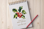 Christmas Holly Watercolor Clipart, a Decorative Illustration by Vasmila (Thumbnail 6 of 6)