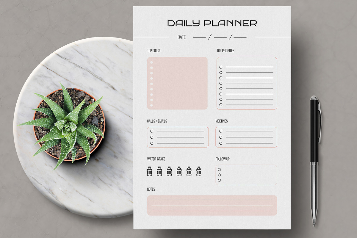 Minimal Personal Daily Planner, a Stationery Template by MightyDesign (Photo 1 of 8)