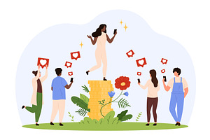 Influencer celebrity gaining social, a Technology Illustration by Flashvector