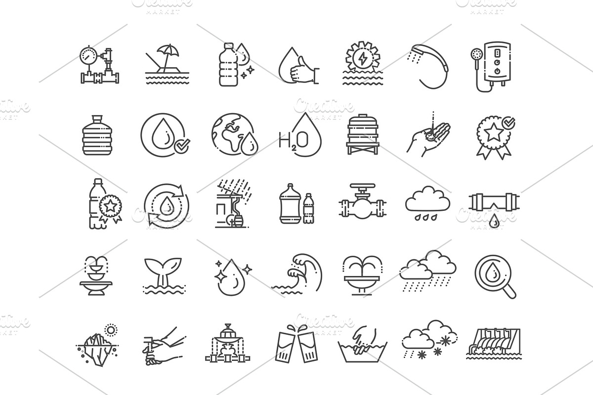 Water line icons set, an Object Illustration by Tettygreen (Photo 3 of 3)