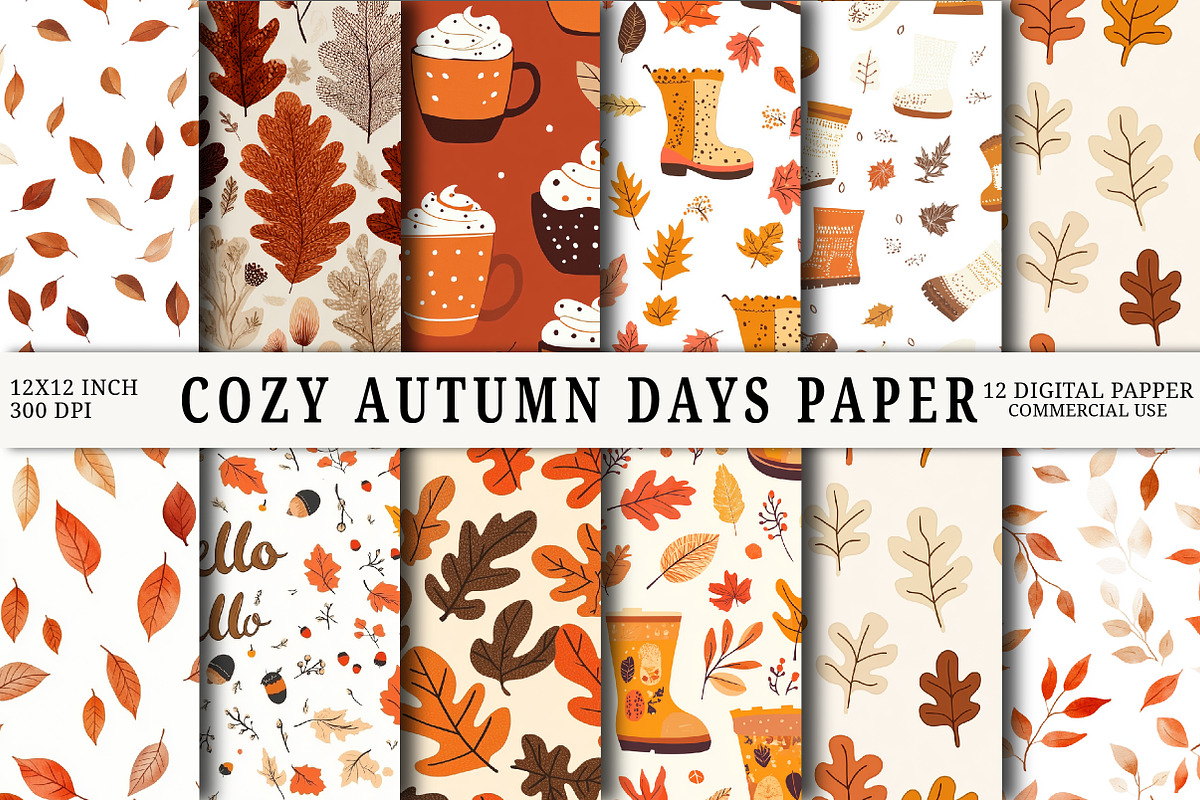 Cozy Autumn Days Digital Paper, a Pattern Graphic by OK Design (Photo 1 of 3)