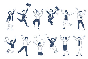 Jumping business characters, a Person Illustration by LadadikArt