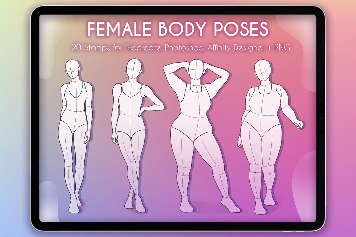 20 Realistic Female Body Poses Stamp, a Brush Add-On by SmuffizStudio (Photo 1 of 2)