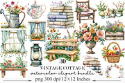 Watercolor Vintage Cottage Life Item, an Illustration by Designking (Thumbnail 1 of 5)