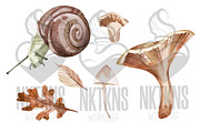 Watercolor Mushrooms Clipart, a Decorative Illustration by NKTKNS (Thumbnail 2 of 6)