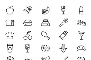 50 Food & Drinks Line Icon Set