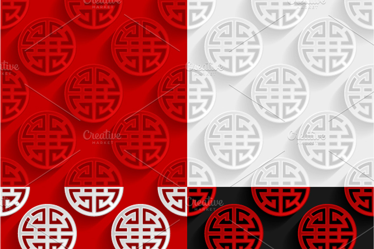 Set of Chinese seamless patterns