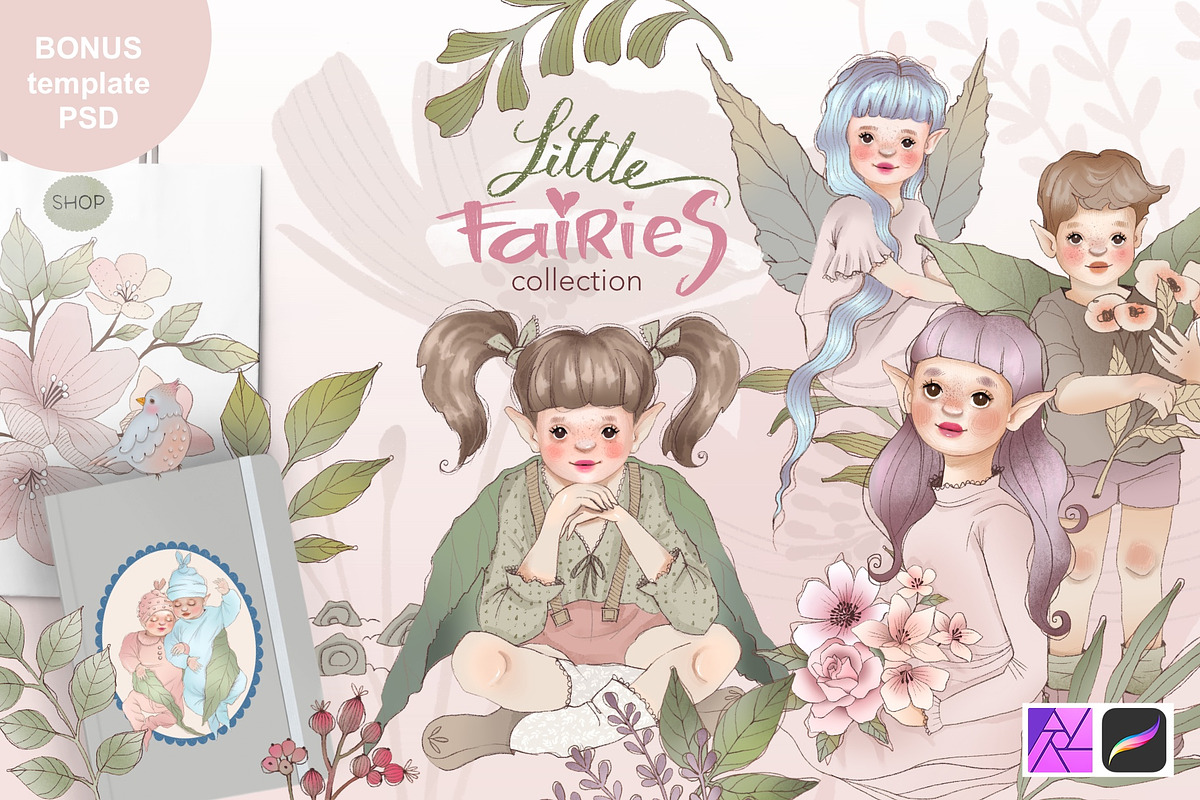 Little Fairies Clipart Collection, a Decorative Illustration by Rosangela Curti (Photo 1 of 14)
