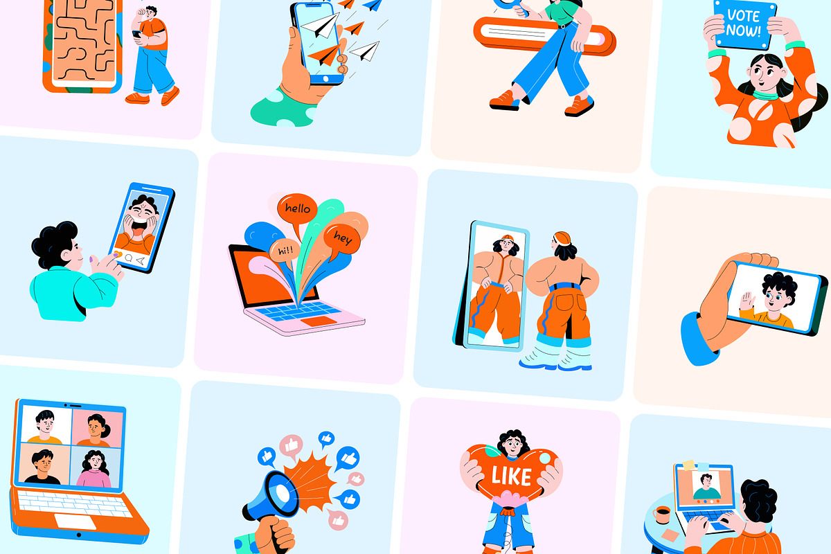 Animated Social Media Illustration, a Finance Illustration by Creative Stall (Photo 3 of 5)