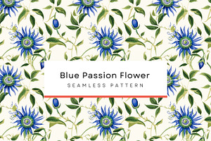 Blue Floral Seamless Pattern, Green, a Pattern Graphic by BrushstrokeArtGB