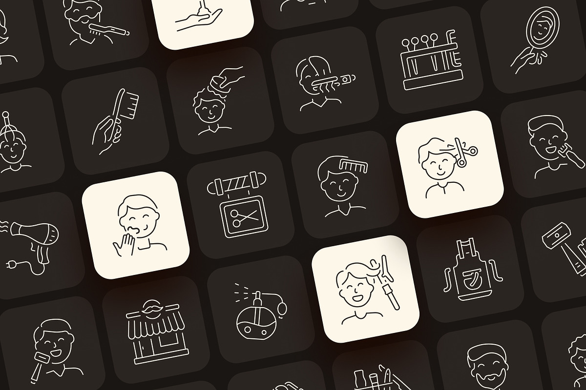 Barber Icon Art Set, an Outline Icon by Prosymbols (Photo 6 of 7)