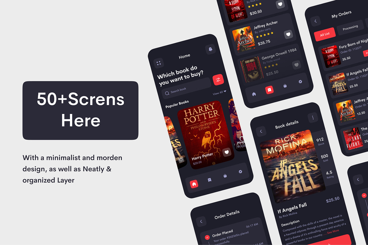Bookz-Book Shop App UI Kit, an App Template by CreativeUI (Photo 2 of 7)