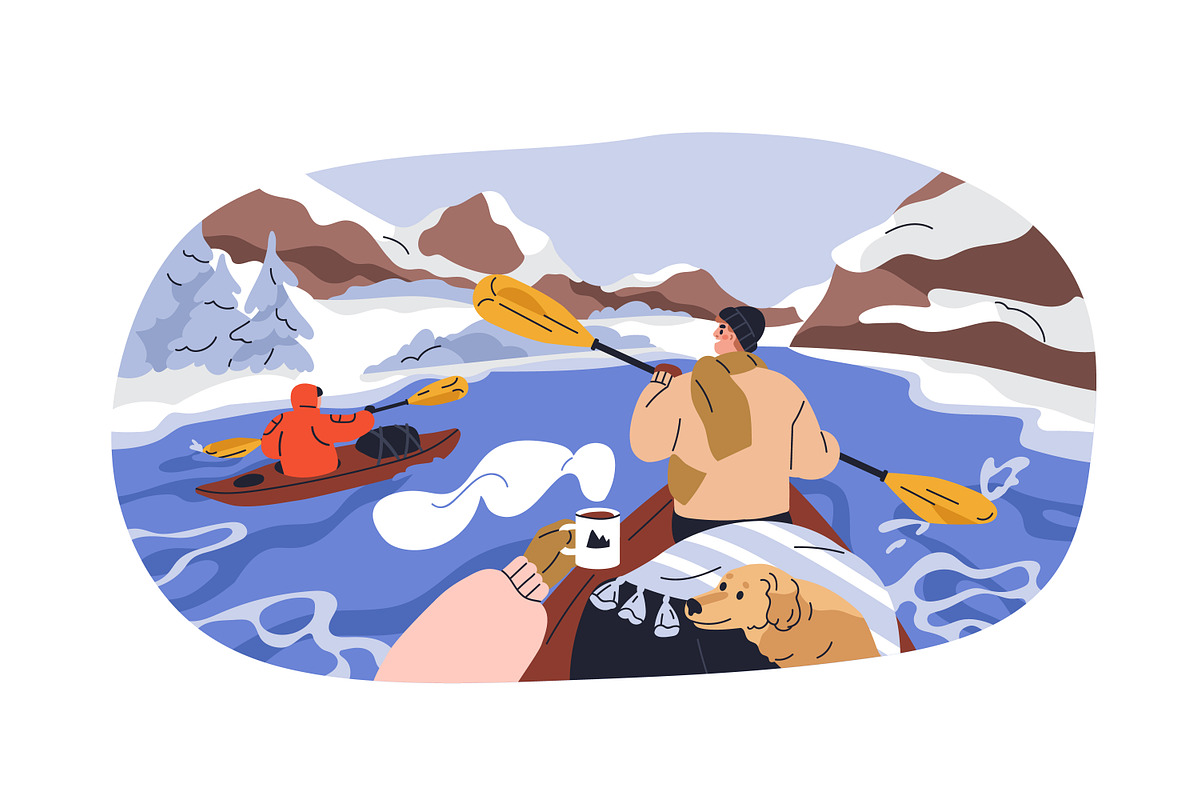 People doing winter sport activities, a Seasonal Illustration by Good Studio (Photo 3 of 11)