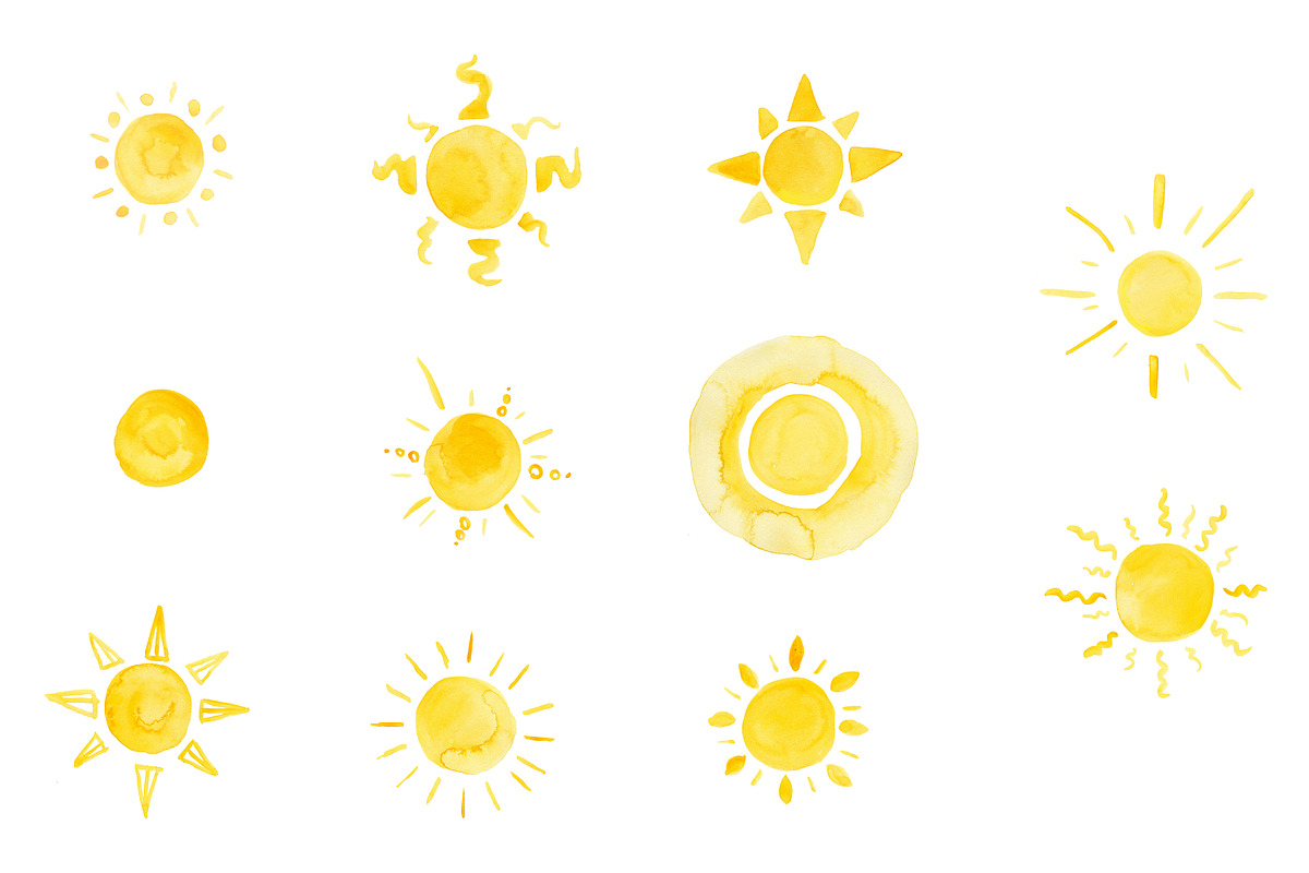 Watercolor Sun Doodles, a Graphic by TigerlilyDesignCo (Photo 2 of 2)