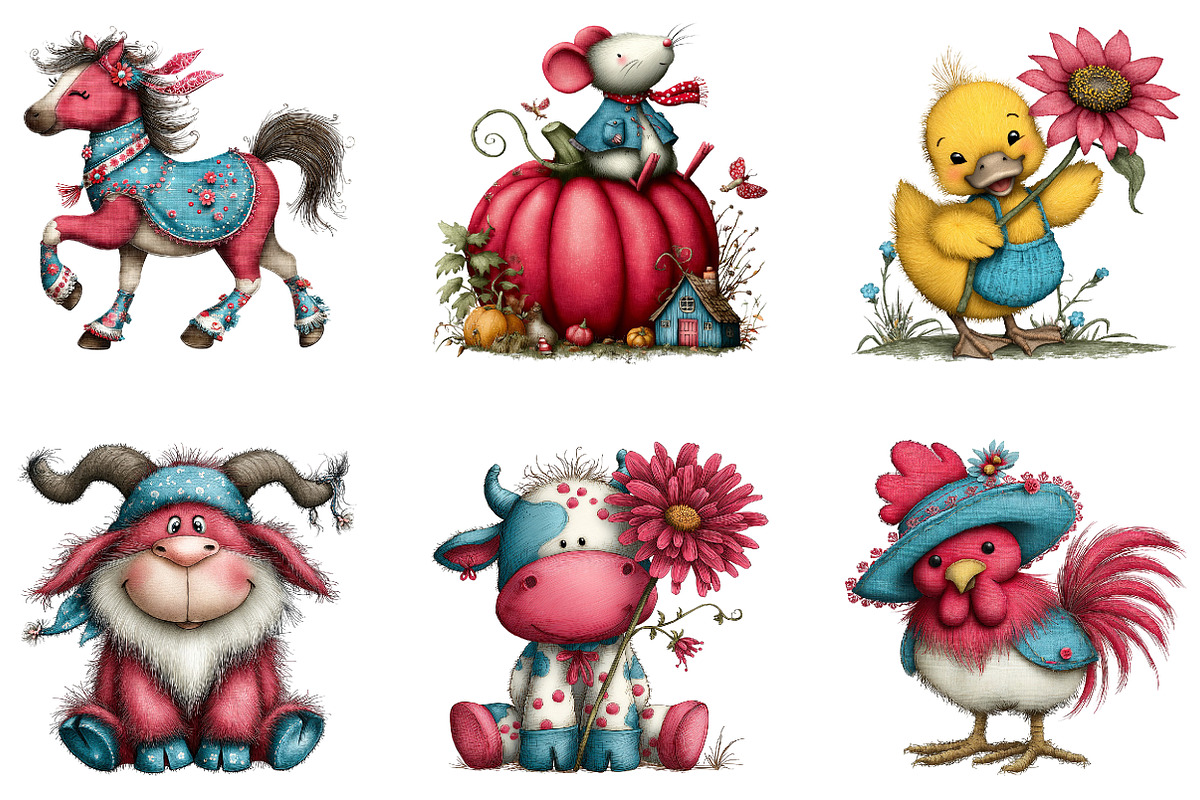 Quirky Farm Animals PNG Clipart, a Seasonal Illustration by CreationArt (Photo 4 of 5)