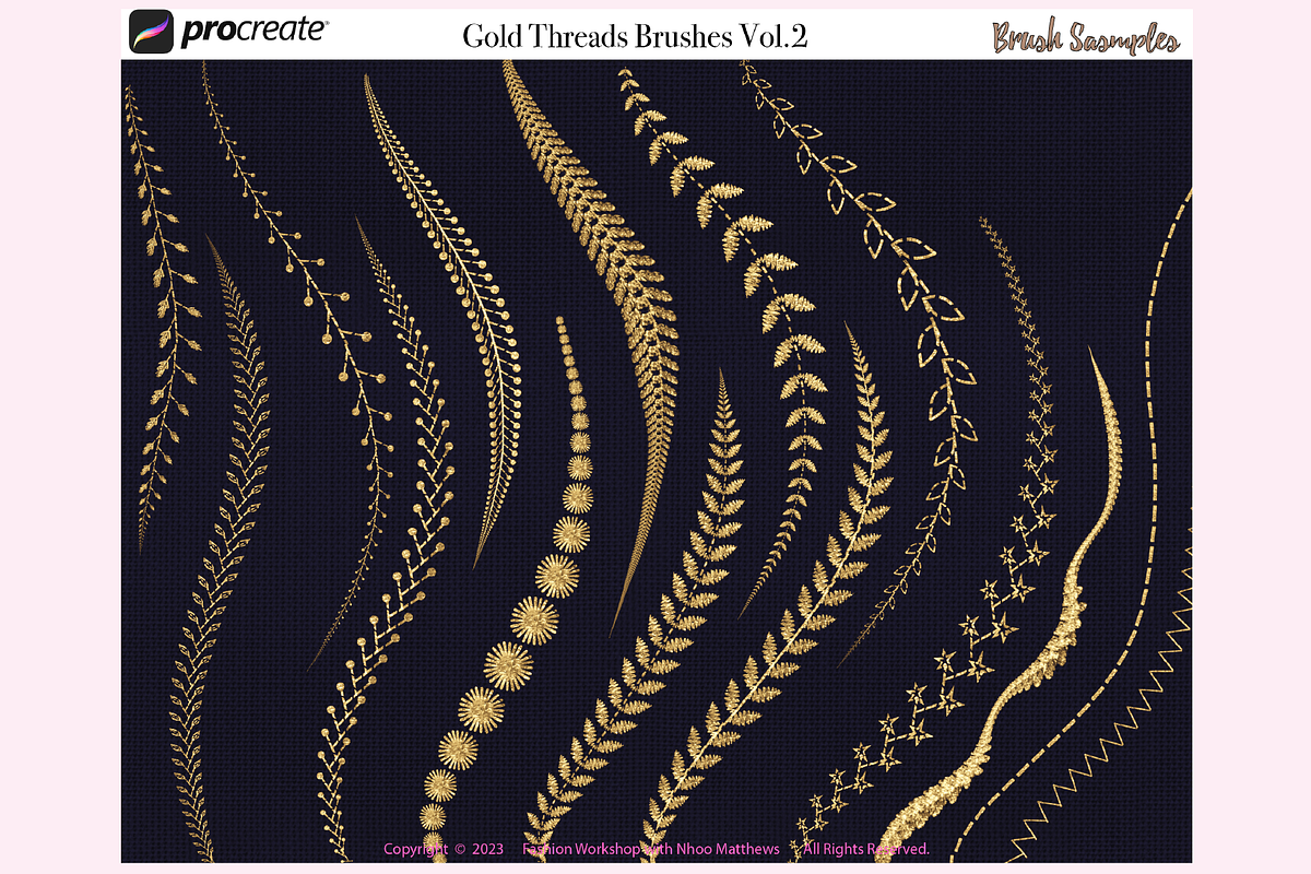 49 GOLD THREAD (2) Procreate Brushes, a Brush Add-On by Fashion Workshop Bkk (Photo 8 of 10)