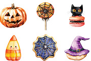 Watercolor Halloween Sweets Clipart, an Illustration by CraftArtStudio (Thumbnail 3 of 6)