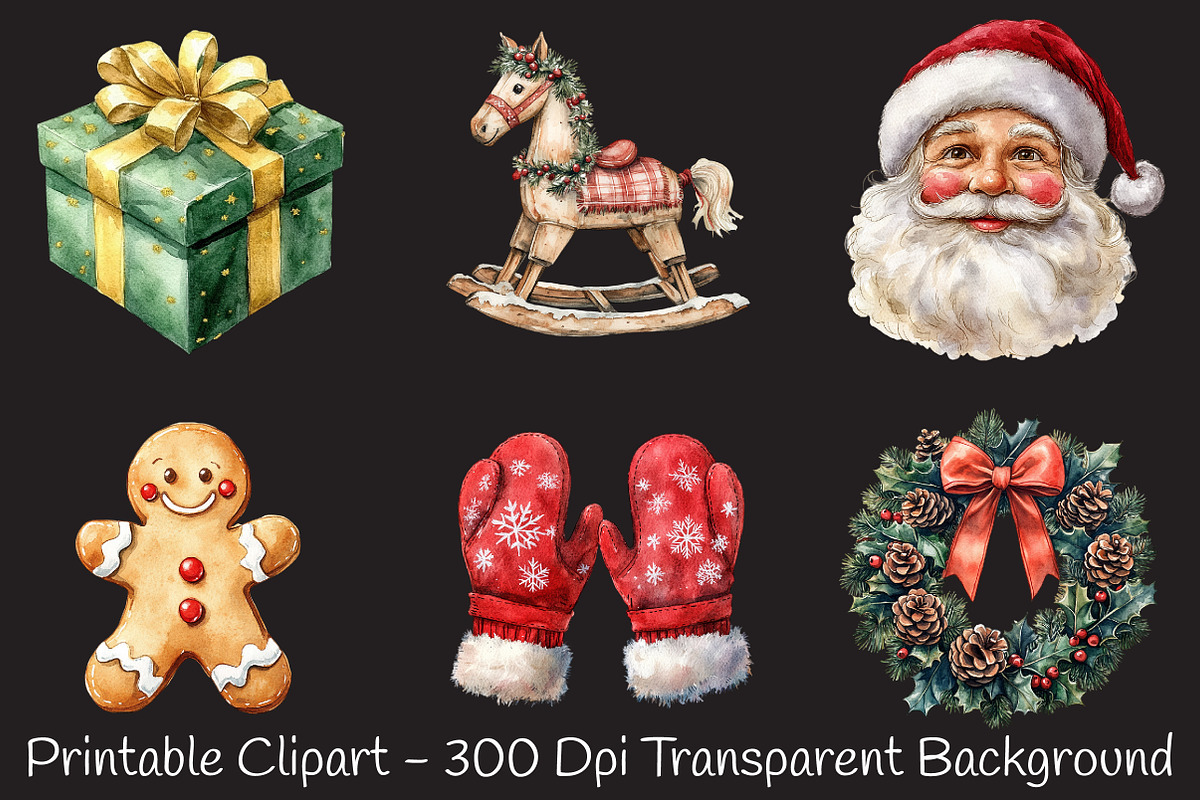 Christmas Time Watercolor Clipart, an Illustration by RobertsArt (Photo 4 of 7)