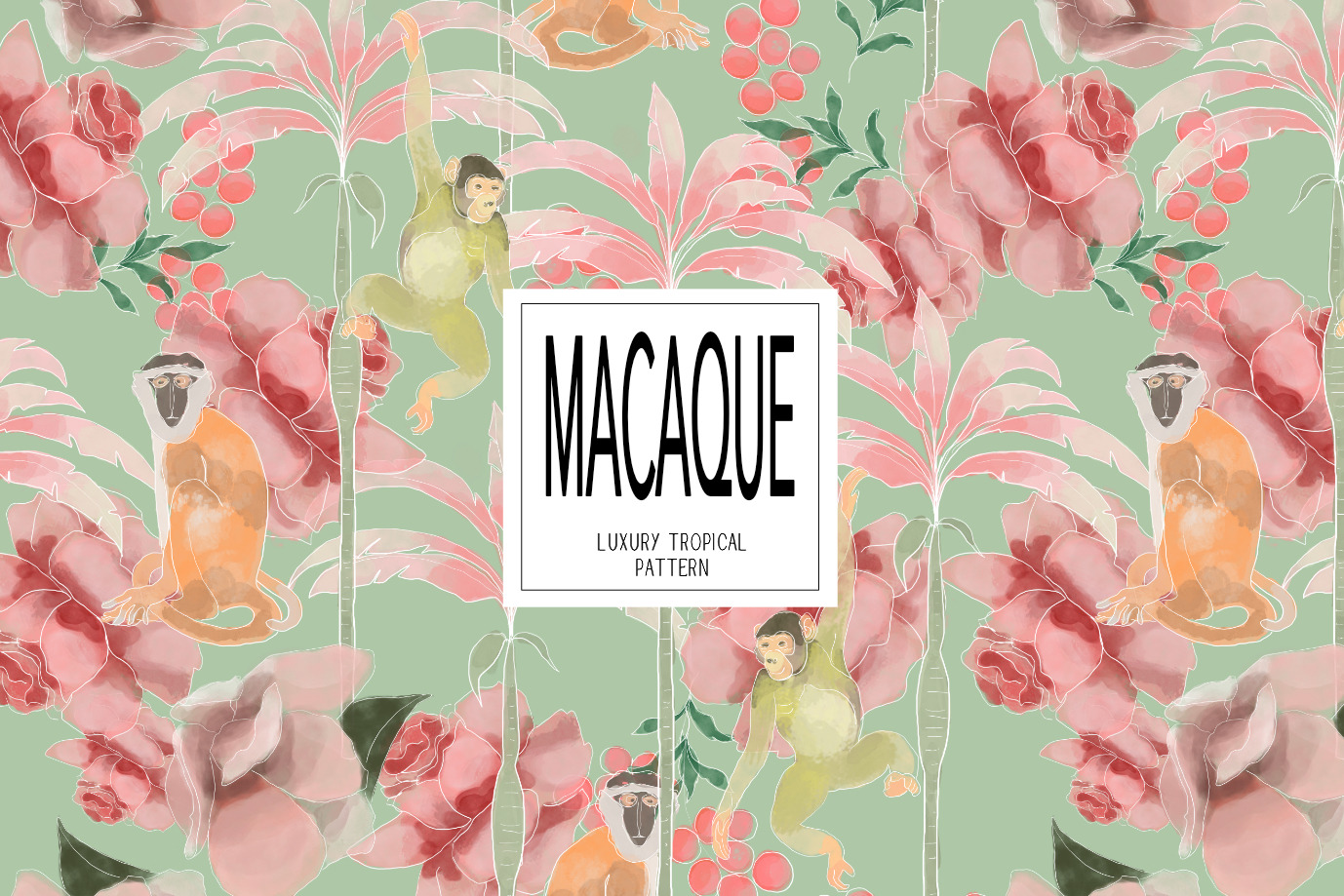 Macaque, Luxury Tropical Pattern, a Pattern Graphic by Nocito Design