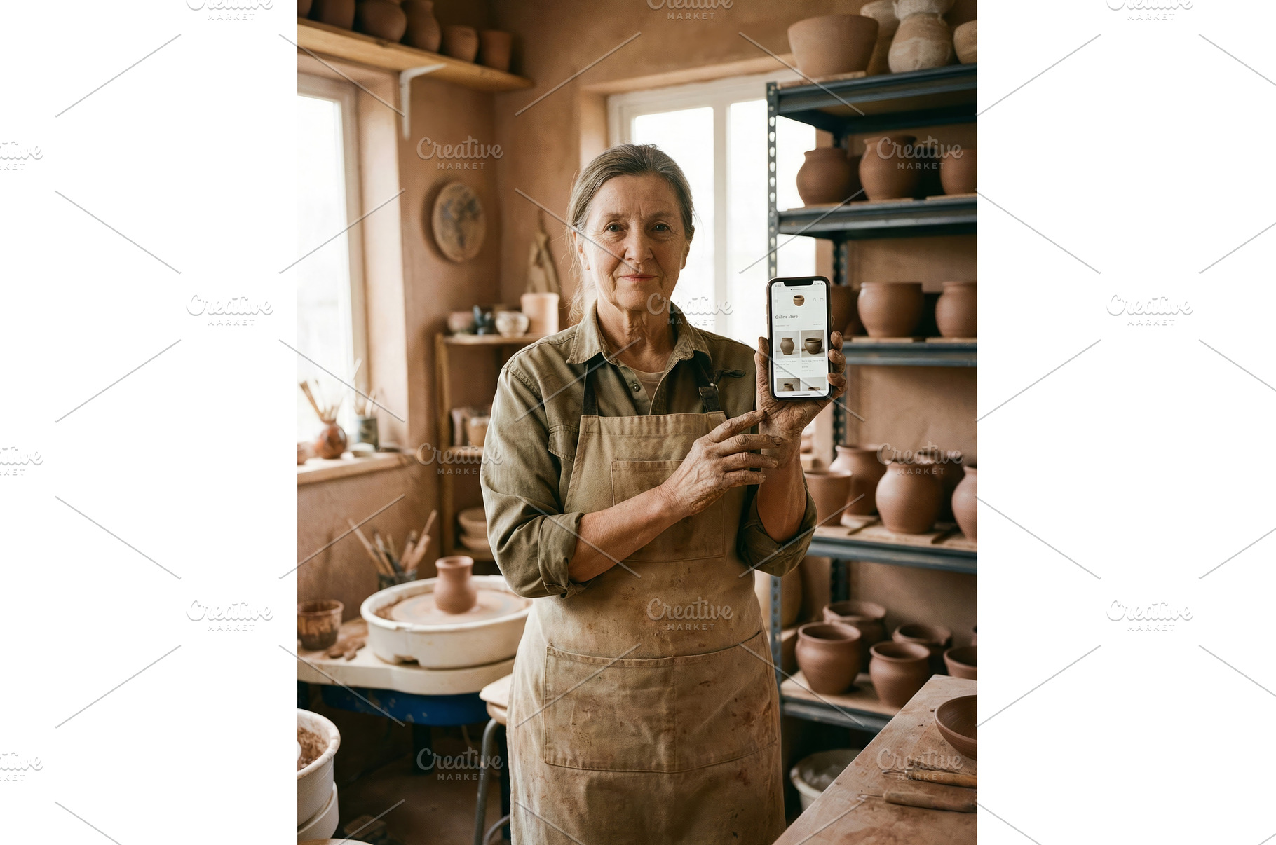 Elderly Woman With Phone, a Person Photo by CREATIVEDEF