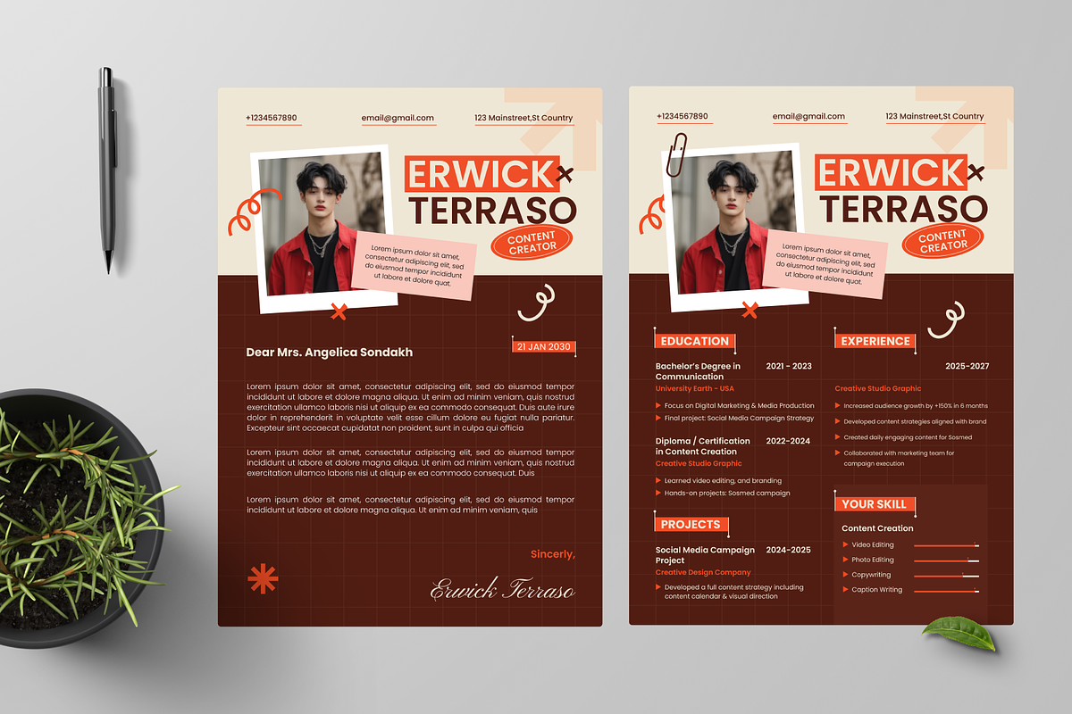Content Creator Creative CV Resume, a Resume Template by Annora Studio (Photo 2 of 6)