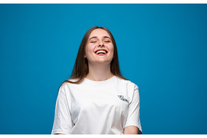 Young woman bursting with genuine, a Person Photo by volodymyrshtun13795