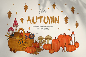 Autumn - seamless pattern & clipart