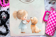 Little Girl and Dog Clipart, an Illustration by CreationArt (Thumbnail 7 of 9)