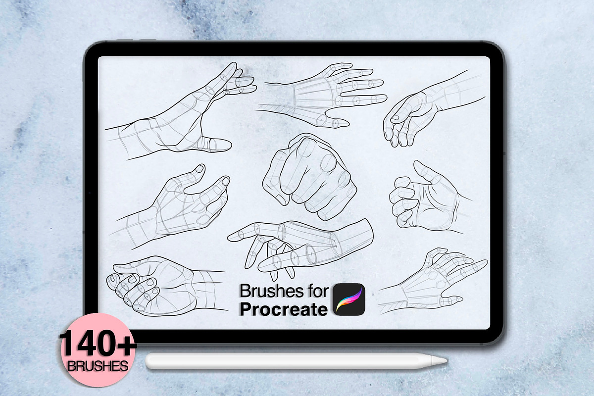 140+ hands anatomy procreate brushes, a Brush Add-On by Arts For Peace (Photo 9 of 9)