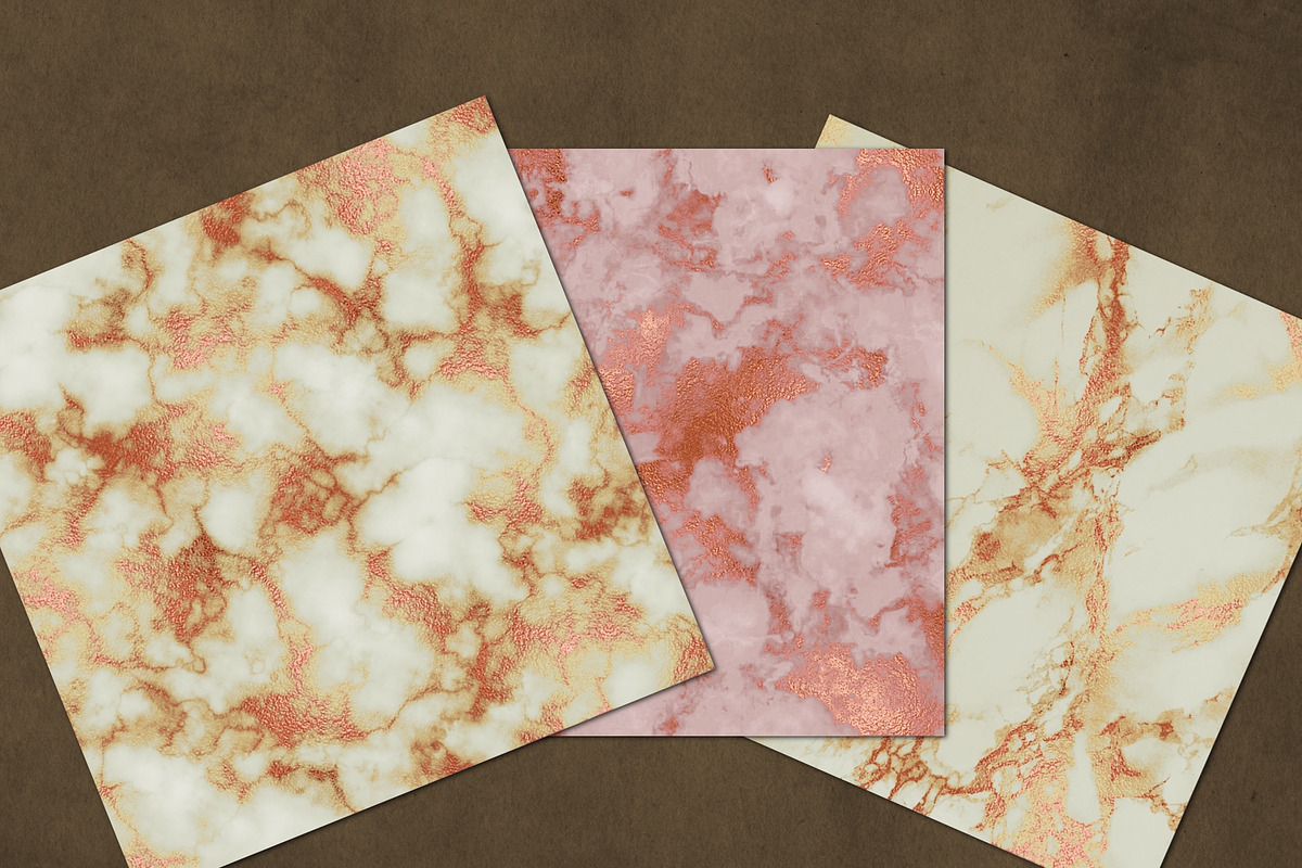 Rose gold marble digital paper, a Pattern Graphic by Paper Farms