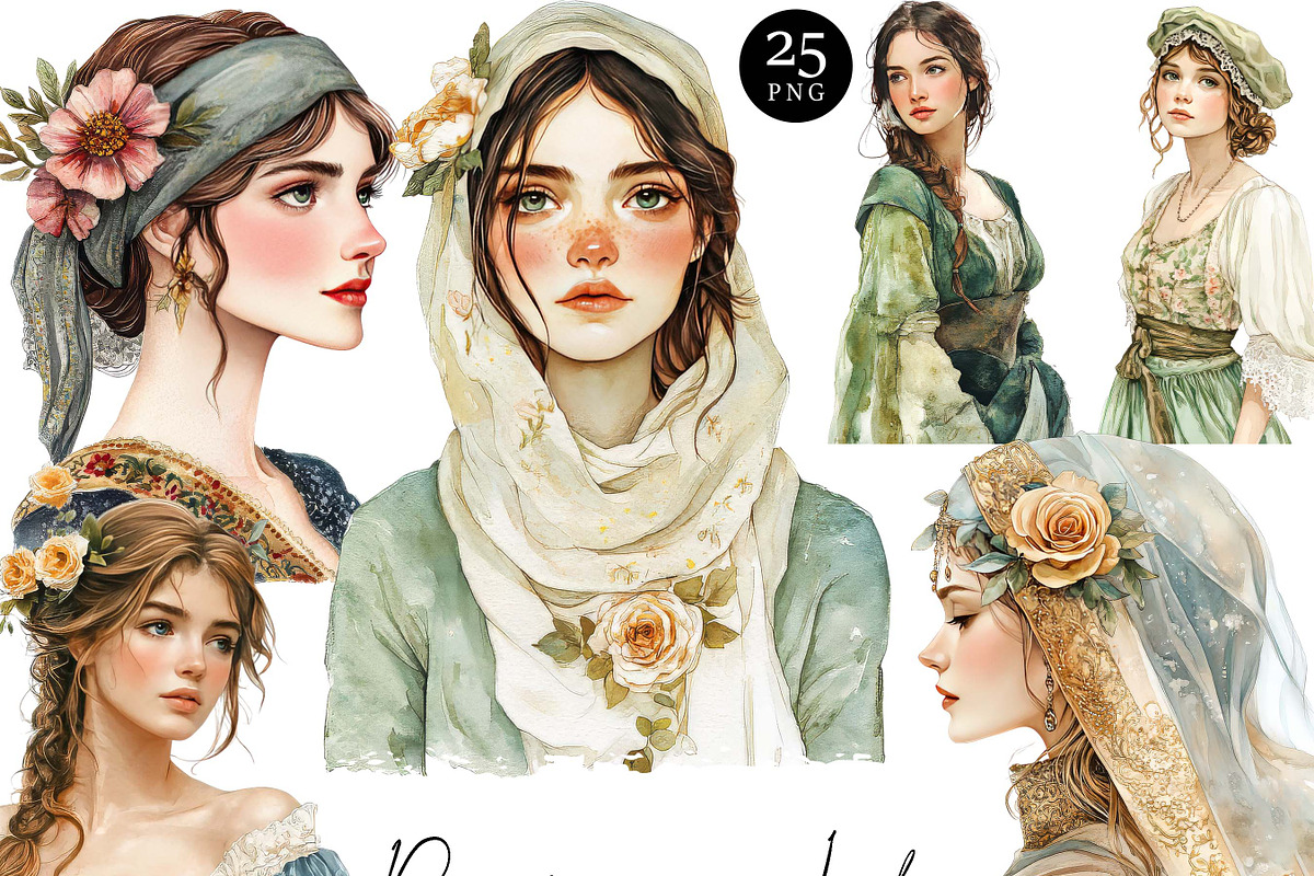Watercolor Renaissance Lady, a Person Illustration by Design Scotch (Photo 1 of 8)
