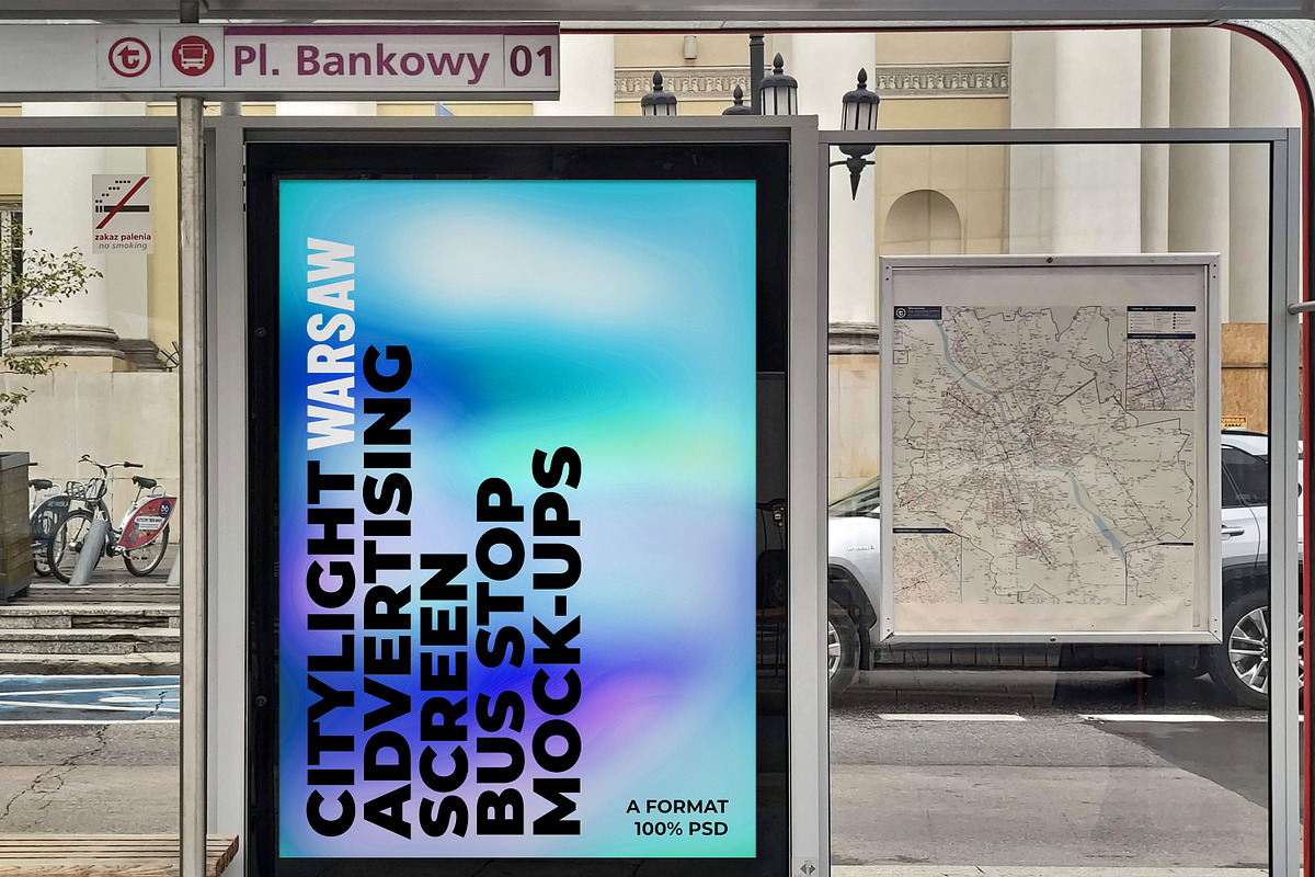 Warsaw Citylight Ad Bus Stop 9, an Advertising Mockup by Graphic Shelter (Photo 6 of 8)