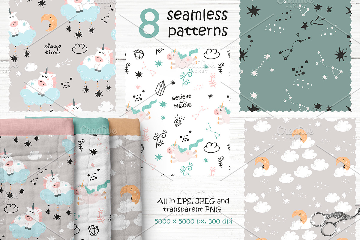 Unicorn clipart & pattern, a Graphic by Nafanya (Photo 4 of 13)