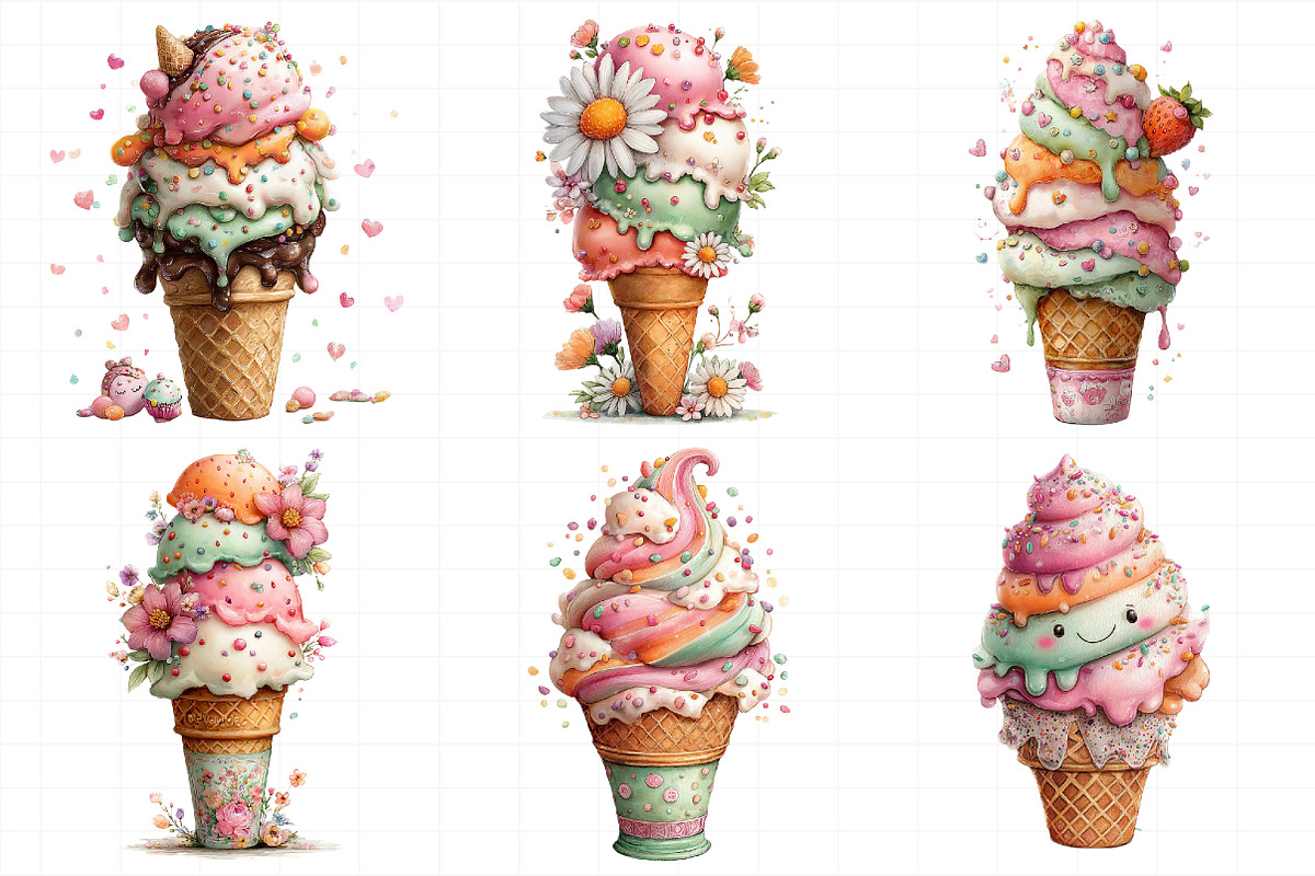 Whimsical Summer Ice-Cream Clipart, an Illustration by Daily.Designs (Photo 4 of 6)
