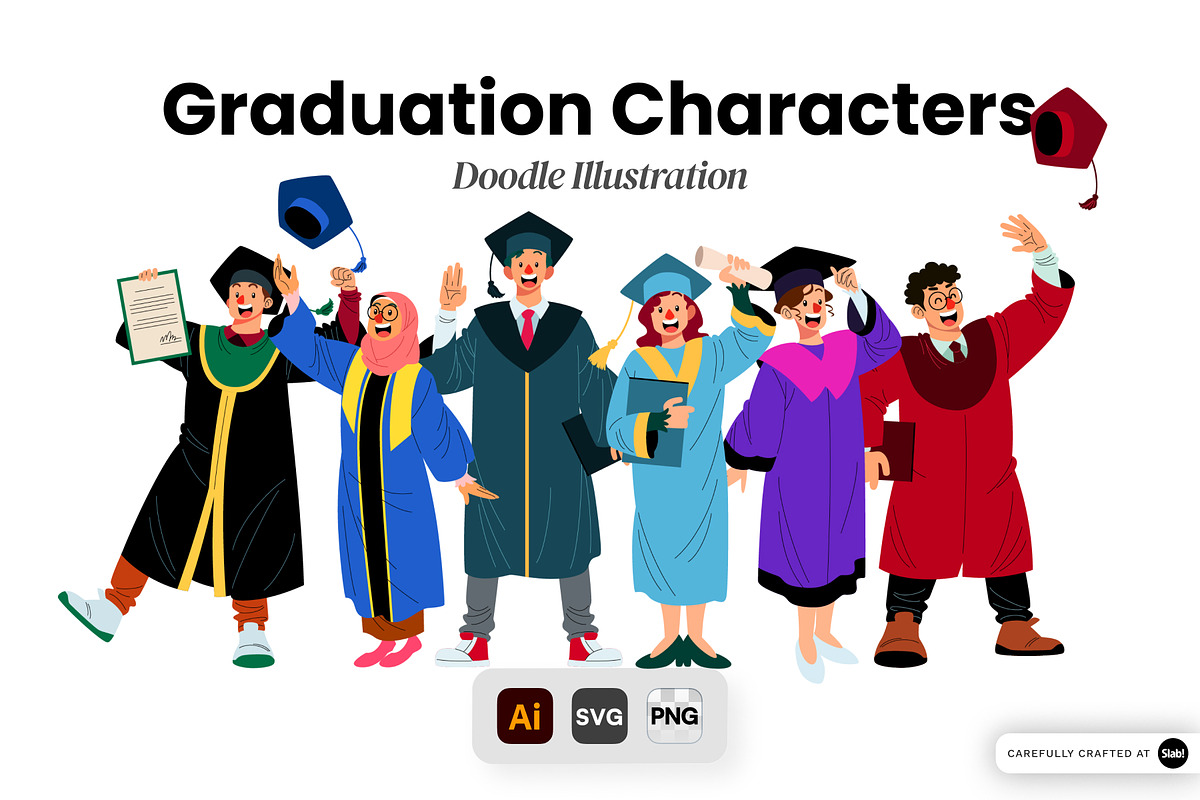 Graduation Characters Illustration, an Education Illustration by SLAB! Design (Photo 1 of 3)