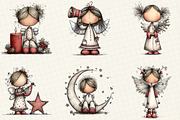 whimsical Christmas Angel Clipart, an Illustration by DreamCafeArt (Thumbnail 3 of 5)
