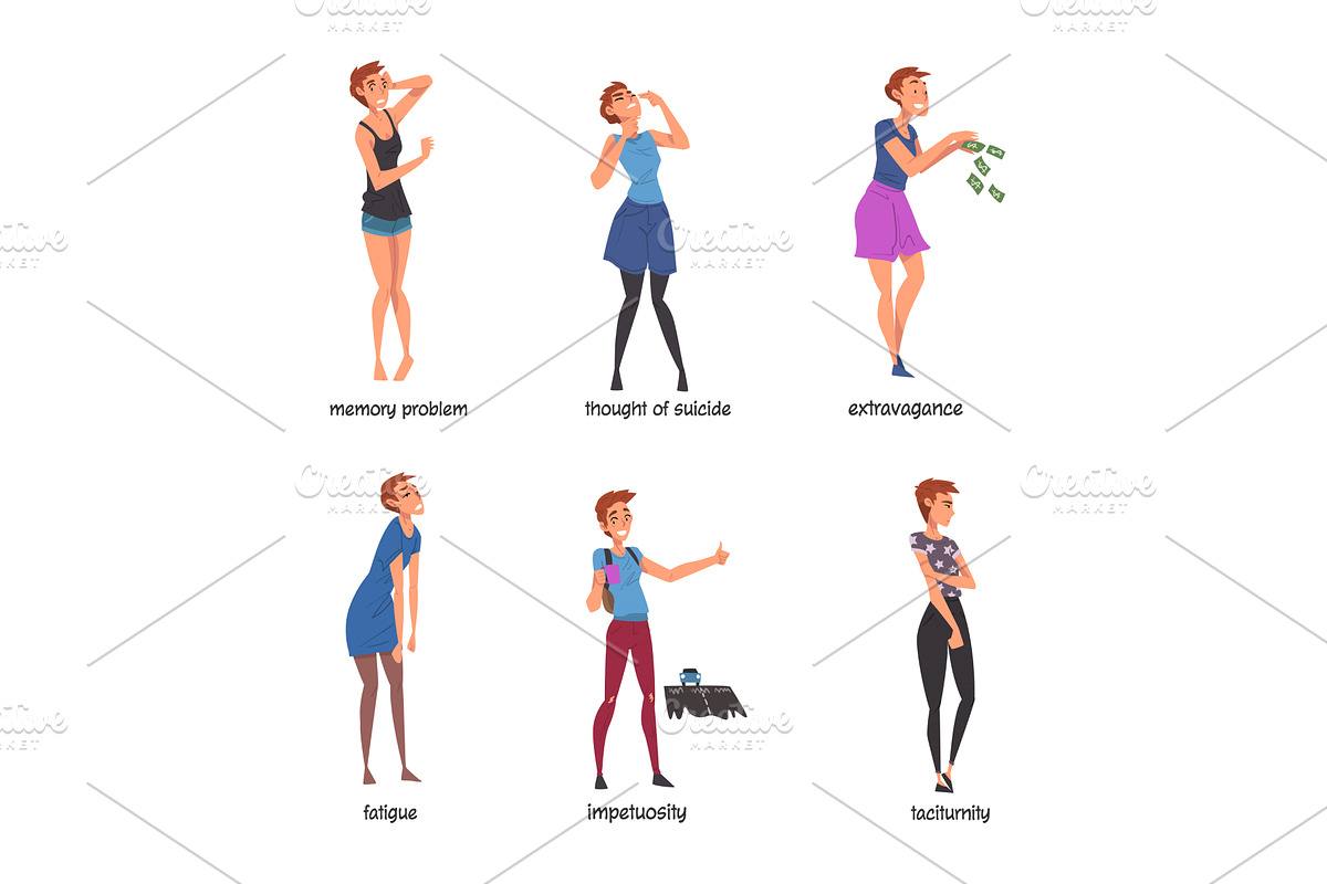 Woman with Bipolar Disorder, a Person Illustration by TopVectors