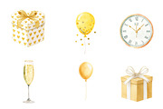 Watercolor New Year Clipart, an Illustration by CreationArt (Thumbnail 7 of 7)