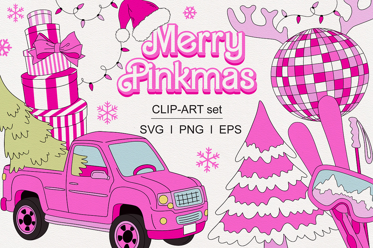 Barbie Pink Christmas clipart set, an Object Graphic by @olga.angelloz (Photo 1 of 2)