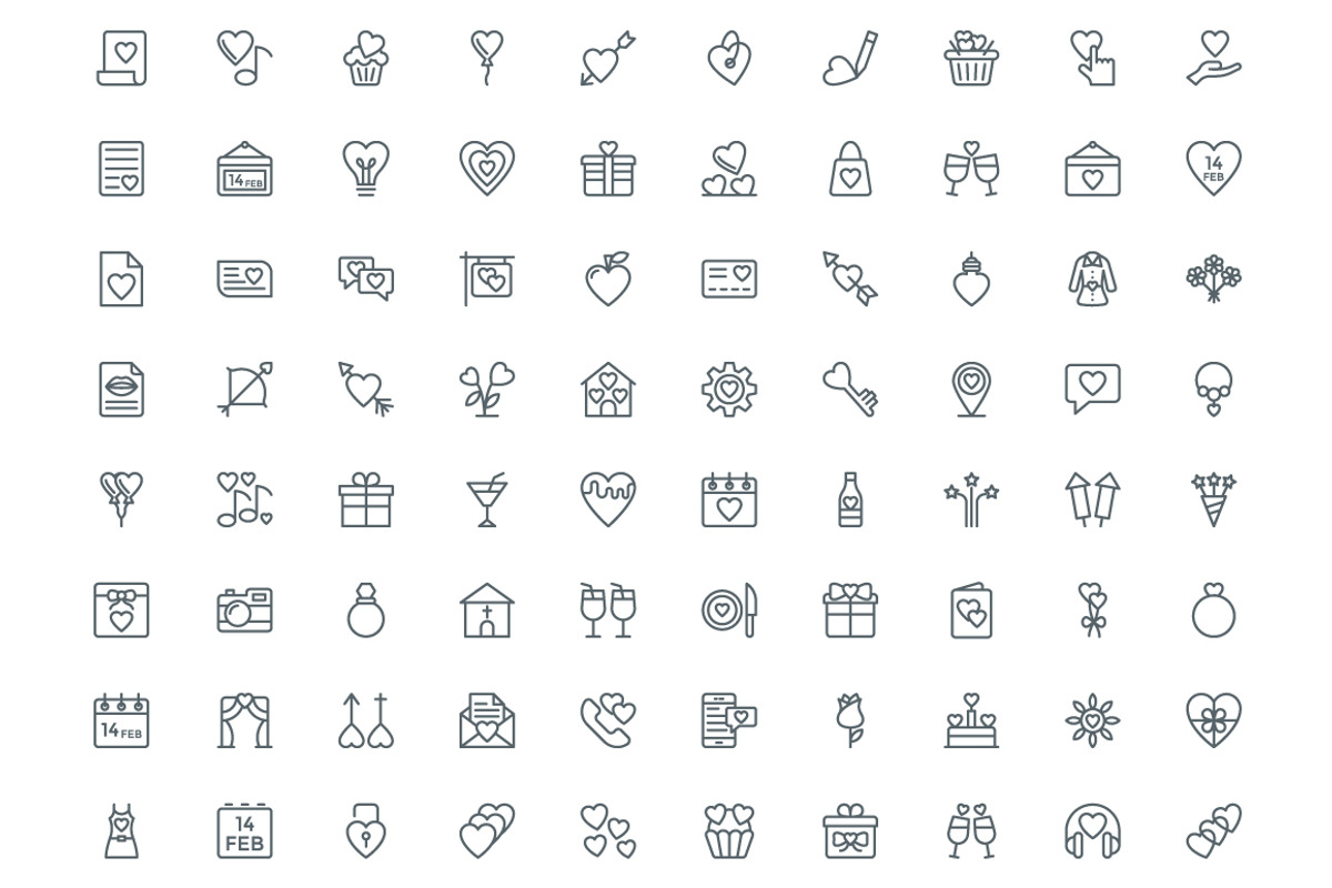 450 Love and Wedding Line Icons, an Outline Icon by Vectors Market (Photo 2 of 6)