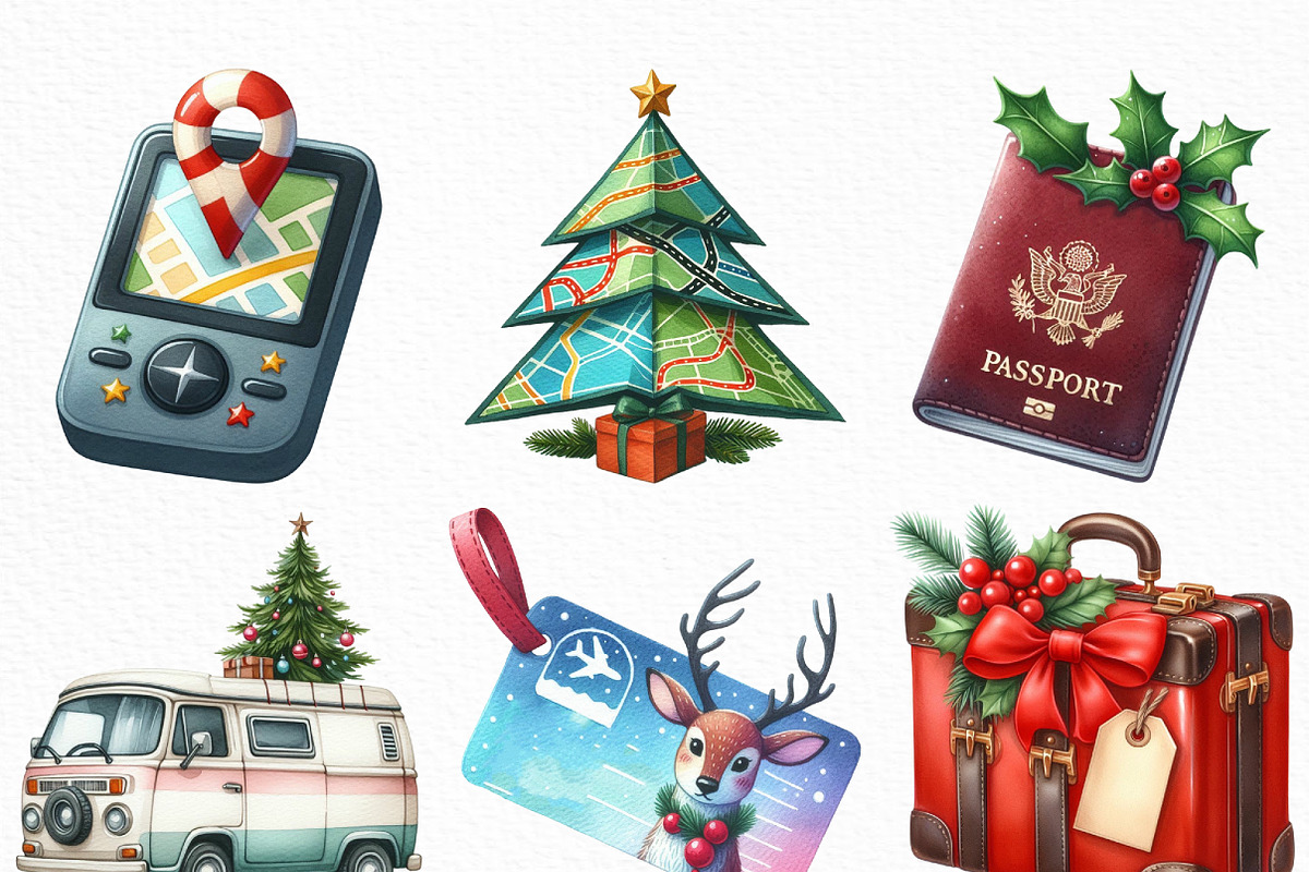 Christmas Travel Clipart, an Illustration by Craft Nest (Photo 4 of 6)