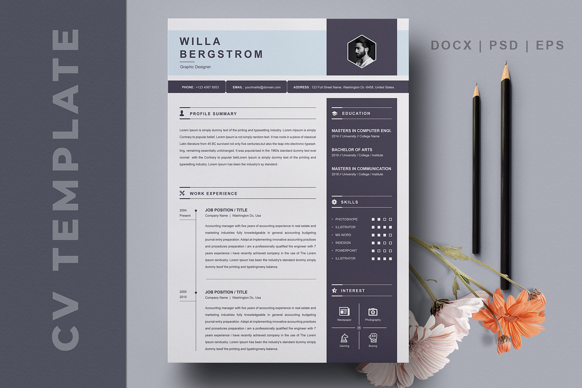 Minimal Resume Template, a Resume Template by X-Type (Photo 1 of 4)
