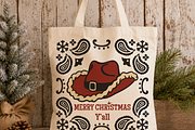 Cowboy Christmas Hat & Paisley SVG, a Seasonal Illustration by TanchaArt (Thumbnail 5 of 9)