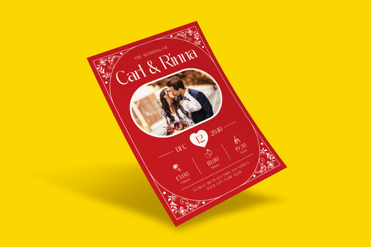 Redness Wedding Invitation Template, an Invitation Template by dokudokunomi (Photo 2 of 4)