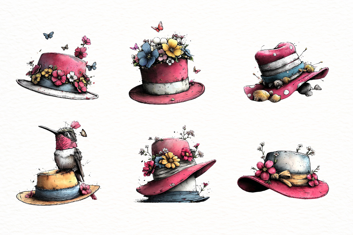 Whimsical Summer Hat Clipart, an Illustration by Designworld (Photo 3 of 8)