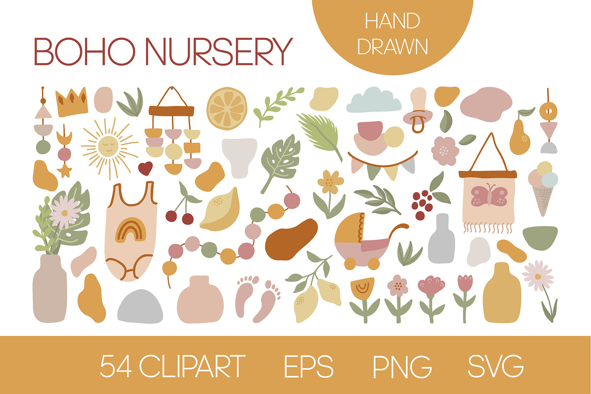 Cute boho clipart for kids nursery, a Decorative Illustration by Anntre (Photo 1 of 2)