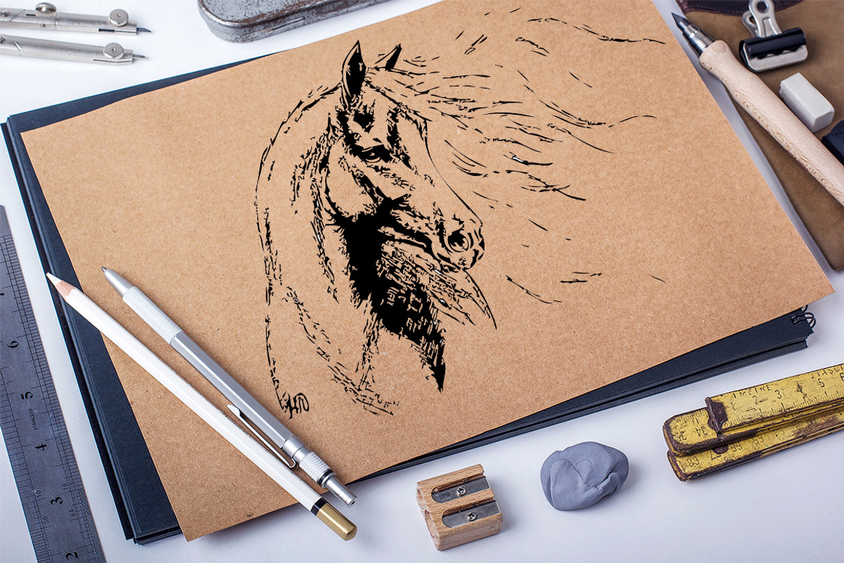 Hand drawn horse collection, vector, an Animal Illustration by AnastasiyaOleynik (Photo 2 of 11)