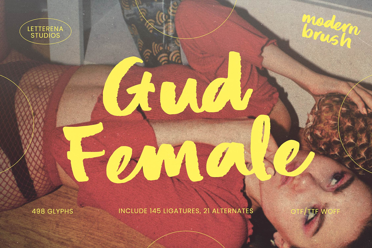 Gud Female Modern Brush Font, a Script Font by Letterena Studios Script (Photo 1 of 15)