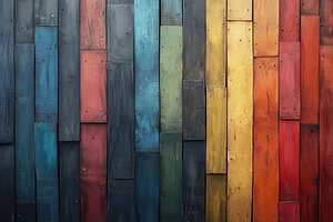 Colorful Wooden Planks Wall Texture, an Abstract Photo by Pixeness Studio