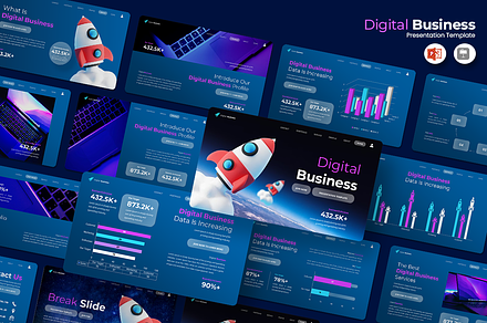 Digital Business PowerPoint Template, a Presentation Template by Iqsiart Studio